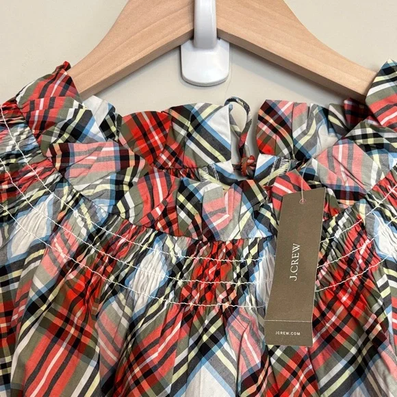 J. Crew Red and White Plaid Blouse Women’s NWT XL - Picture 2 of 5
